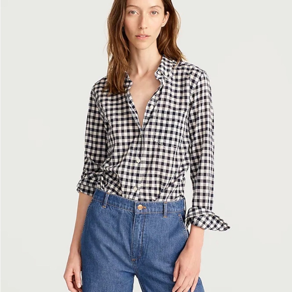 J.Crew Petite classic-fit shirt in crinkle gingham